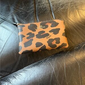 Coach Brown and Black Animal Print Wristlet